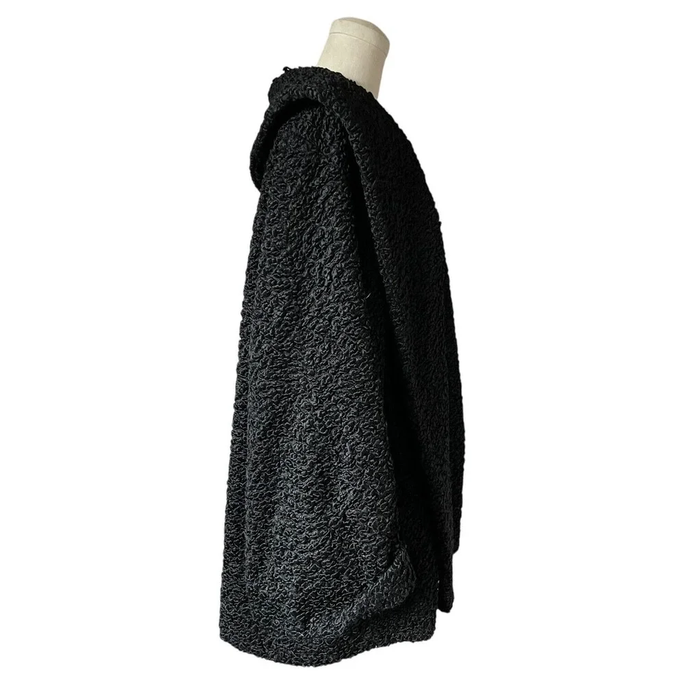 Vintage Faux Curly Persian Lamb Coat Shooting Star Lined Jacket Shawl Collar XXL - Picture 3 of 7
